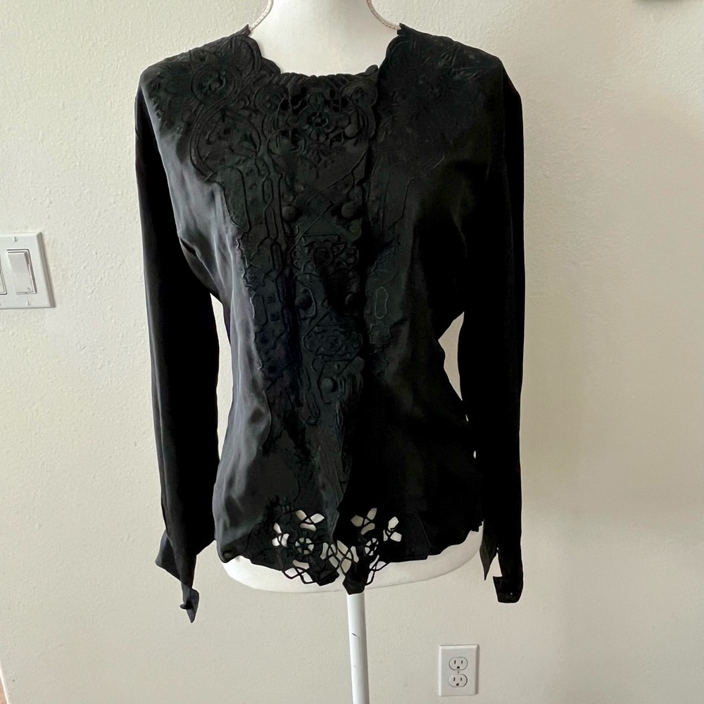 Elegant Black Lace Women's Top from Italy